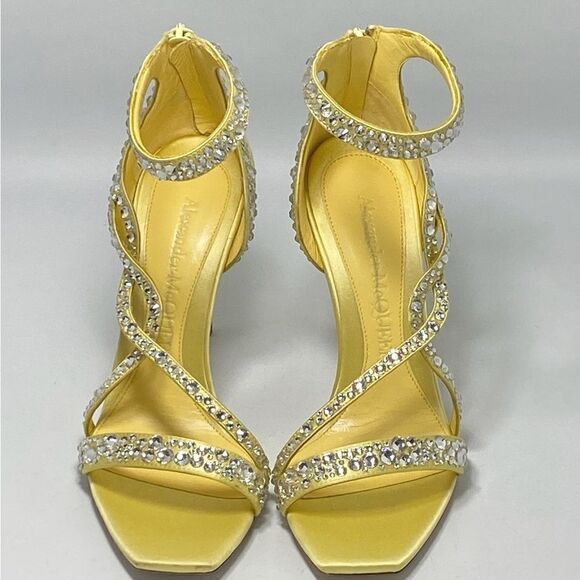 Alexander McQueen Crystal Satin Ankle-Cuff Cocktail Sandals size 36 - Picture 3 of 14